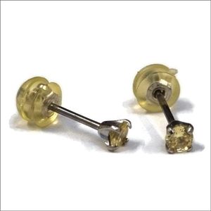 Aramat jewels ® - Ronde titanium oorbellen zirkonia geel 3mm