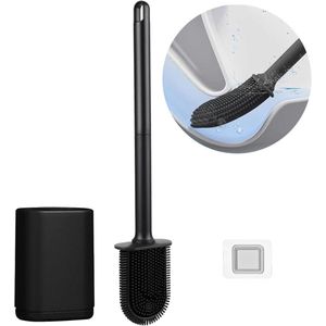 toilet brush silicone (black and white) with elastic - for bathroom toilets