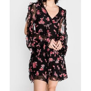 Pinko • zwarte jurk met roze bloemen • maat 38 (IT44)