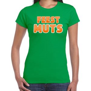 Bellatio Decorations verkleed t-shirt voor dames - Feest muts - groen/oranje - carnaval S
