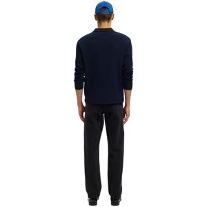 Selected Homme Heren trui SLHTELLER FN RELAXED HALF ZIP POLO bequem Blauw L Volwassenen
