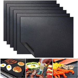 Grillmat - 5 stuks - Bbq matje grill mat - Grilmatten voor de BBQ of Oven - Grillmat - Matjes voor in de oven - Barbecuematjes - Barbecue - Grillmatje - Herbruikbare bakmatten + bakmatten rond anti-aanbak folie voor koekenpannen