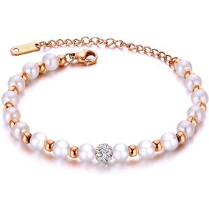 Kralen armband ARA Rose - Parelarmband met verstelbare sluiting - Armband dames rosegoud van Sophie Siero incl geschenkverpakking
