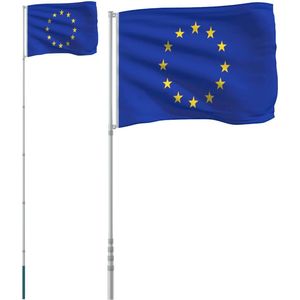vidaXL - Vlag - met - vlaggenmast - Europa - 5,55 - m - aluminium