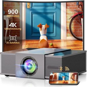 Mini Beamer - Projector - Digitale Beamer - Draagbaar - 1080P - met Obstakel Vermijden - Autofocus - 6D Keystone - 5G Wifi - Bluetooth - 900 ANSI - 90W - LCD-scherm - 3.5Mm Koptelefoon - HDMI - USB - Grijs