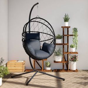 vidaXL Hangstoel - Antraciet - Rattan en Staal