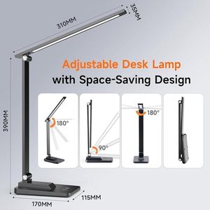 Led-bureaulamp, bureaulamp - Oogbeschermende LED Lamp - Bespaar ruimte 10 x 5 x 38 cm