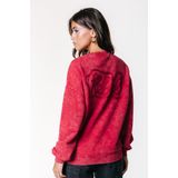 Colourful Rebel - Braid Acid Wash - Sweater - Rood - Dropped Shoulder