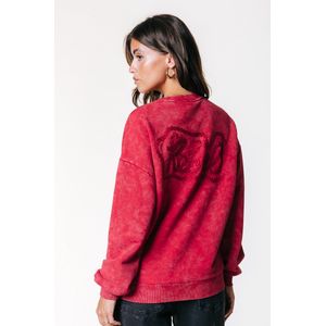 Colourful Rebel - Braid Acid Wash - Sweater - Rood - Dropped Shoulder