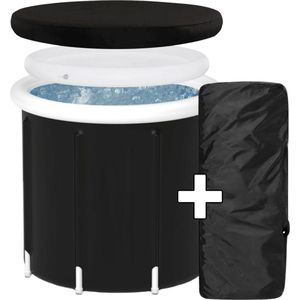 ChillyTub® IJsbad - Zitbad - Opvouwbaar bad - Opblaasbad - Met isolerende afdekhoes en deksel - Zitbad voor volwassenen - Buitenbad - 120 L - Incl opbergtas