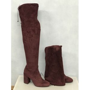 Tiffi - Hoge Suede Laarzen - Bordeaux rode - Maat 38 - Chique Elegante - dameslaarzen op hak - Paarse Leer