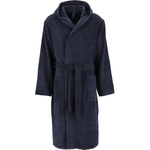 Ceceba heren badjas badstof - met capuchon - donkerblauw - Maat: XL