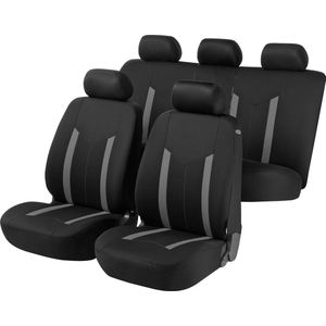 Walser Auto stoelbeschermer Hastings - Autostoelhoes - set - 2 stoelbeschermer voor voorstoel - 1 stoelbeschermer voor achterbank zwart/grijs