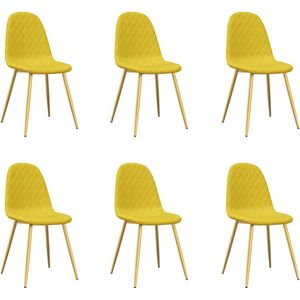 vidaXL Eetkamerstoelen 6 st fluweel mosterdgeel Eetkamerstoelen - Keukentools - Fluweel Meubels - Mustard Yellow Furniture - Moderne Stoelen