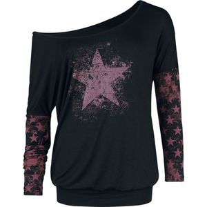 R.E.D. Rock-Engineered Design zwart shirt met lange mouwen en boothals - Dames - S