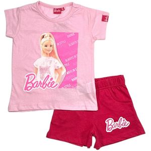 Barbie always in style shortama/pyjama katoen licht roze maat 116