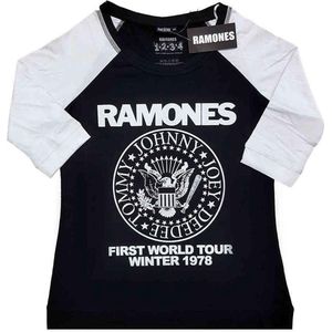 Ramones - First World Tour 1978 Raglan top - 3XL - Zwart/Wit