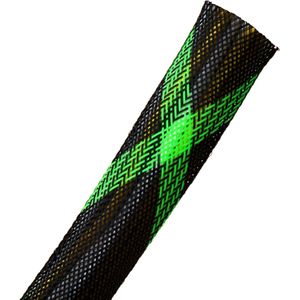 Techflex-PTN1.00NGS/09-Kabelsok-Kabelsleeve-Kabelbeschermer-Kabel Management–Kabelkous-Kabelmantel - Maat: 15,9 mm – 41,3 mm-Kleur: Black/Neon-Green Spyder-Lengte: 9 meter