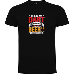 Zwart T-Shirt met Kleurrijke print “ This is my Dart Playing Trash Talking Shirt - Darten - Sport “ Print Full Color Maat L