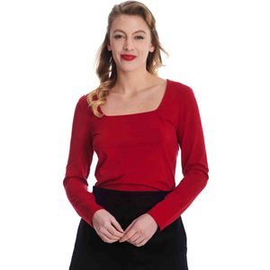Banned - Sweet Sue Square Longsleeve top - L - Rood