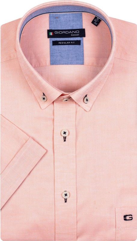 Giordano casual overhemd korte mouw roze