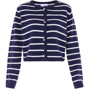usha - BLUE LABEL - Gebreid Vest - Marine/Wit - Lange Mouw