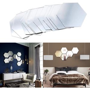 Zilver Hexagon Sticker Spiegels - 7 stuks - Acryl Wandspiegel - 23 cm x 20 cm - Plakspiegel - Zeshoek Zeskant - Woonkamer - Gadgetpanda