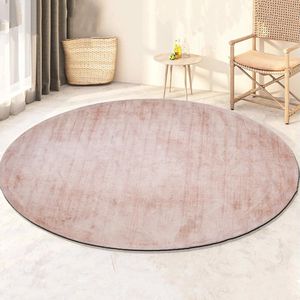 Milan Königlich Viscose Vloerkleed Rond Laagpolig Roze - 195 CM ROND