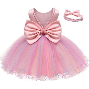 Meisjes Babyjurk met Ruches en Kant - Backless, Bloemenjurk voor Feest en Bruiloft, 0-24 Maanden