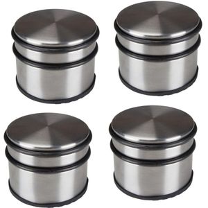 Perel - Deurstoppers - Zilvergrijs - Set van 4 - Roestvrij Staal - Antislip Bodem