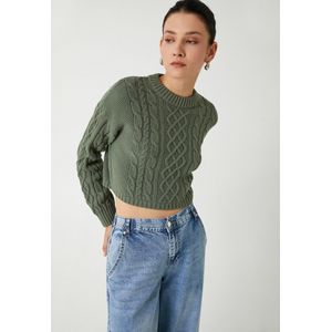 Ronde kraag Haar Vlecht Sweater