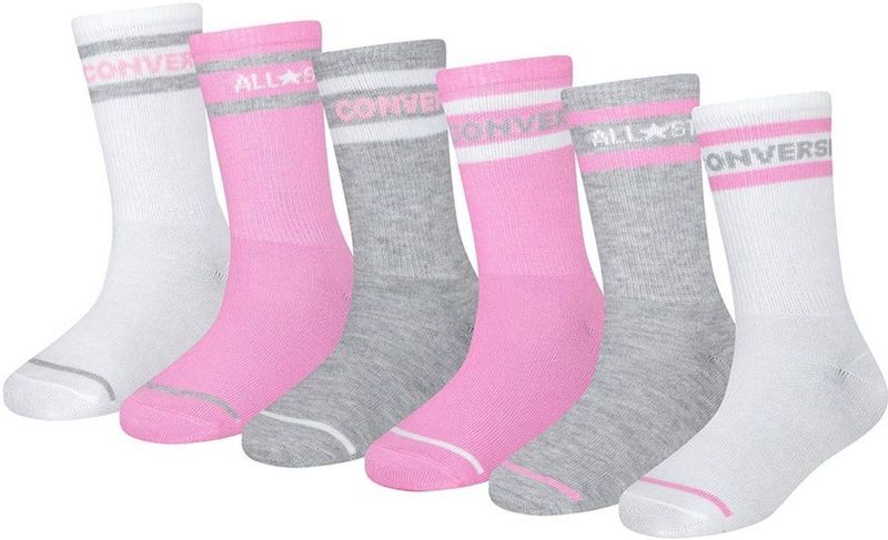 Converse Kids Basic Wordmark Crew Sokken 6 Paren Roze EU 32-34 Meisjes