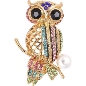 Uil Oehoe Sierspeld Broche 2.8 cm / 4 cm / Goud Roze Groen Blauw