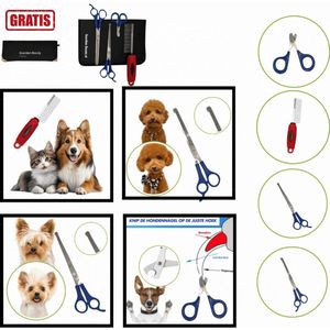 Guardian Beauty Schaar met Veilige Ronde Punt Complete Verzorgingsset voor Huisdieren, Duurzaam en Scherp Professioneel Uitdunschaar, Schaar met Veilige Ronde Punt, Ergonomische Nagelschaar, Roestvrijstalen Kam met Rode Handgreep en een Gratis Etui