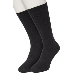 Bonnie Doon Basic Sokken Heren Zwart maat 40/46 - 2 paar - Basis Katoenen Sok - Gladde Naden - Brede Boord - Uitstekend Draagcomfort - Perfecte Pasvorm - 2-pack - Multipack - Effen - Gemeleerd - Black Heather - OL6324012.104