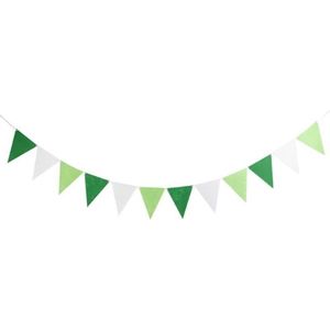Vintage Vlaggenlijn / Guirlande in Wit – Licht Groen / Mint – Mos Groen – Slinger van Vilt / Stof – Wasbaar | Jungle – Groen – Dino's - Natuur | Vlag Kinderkamer jongen - meisje | Feest - Verjaardag - Bruiloft - Birthday – Decoratie | DH Collection