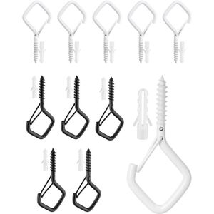 Provento - Set van 10 wand- en plafondhaken voor gebruik in badkamer en op meubels - Zwart en wit, multi-functioneel ontwerp