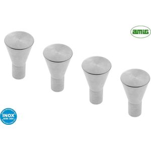 AMIG Meubelknop Kastknop – 4 stuks – rond Ø 25 / 12mm – 40mm hoog – massief RVS AISI 304