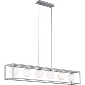 Deco Hanglamp eetkamer met 6 lichtpunten - In hoogte verstelbaar - LED lampen inbegrepen - Zilver