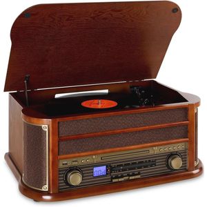 Retro Draaitafel met Bluetooth en Diverse Speelopties - Nostalgisch Systeem