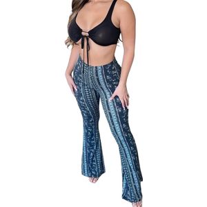 Bohemian Flared Legging - Dames Fashion - Broek - Zomer - Mode - Blauw