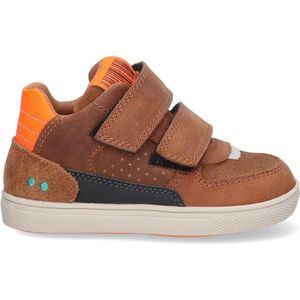BunniesJR 223802-513 Jongens Lage Sneakers - Bruin/Oranje - Leer - Klittenband