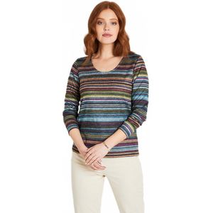 Warm gestreept T-shirt, ronde hals, lange mouwen