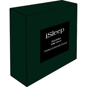 iSleep Dubbel Jersey Hoeslaken - Tweepersoons - 130/140x200 cm - Donker Groen