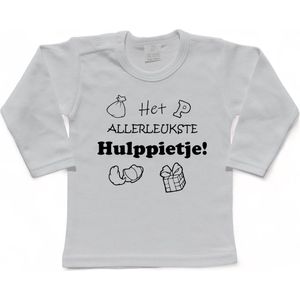 Sinterklaas | T-shirt Lange Mouw | Het allerleukste hulppietje! | Grappig | Cadeau | Kado | Wit/zwart | Maat 98