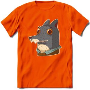 Casual wolf T-Shirt Grappig | Dieren Kleding Kado Heren / Dames | Animal Skateboard Cadeau shirt - Oranje - 3XL