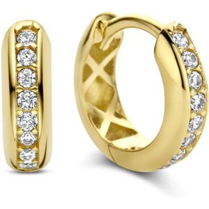New Bling 9NBG-0543 Gouden Oorringen met Zirkonia Steentjes - 12,5x3,7mm - 14 Karaat - Goud