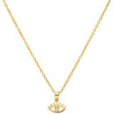 Lucardi - Dames Stalen Goldplated Ketting met Oog - Ketting - Goudkleurig - 45 cm