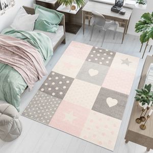 Tapiso Lazur Vloerkleed Beige Roze Tiener Kinderkamer Tapijt Maat- 300x400