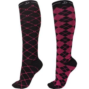 Paardrijsokken QHP Classic Hot Pink - 35-38